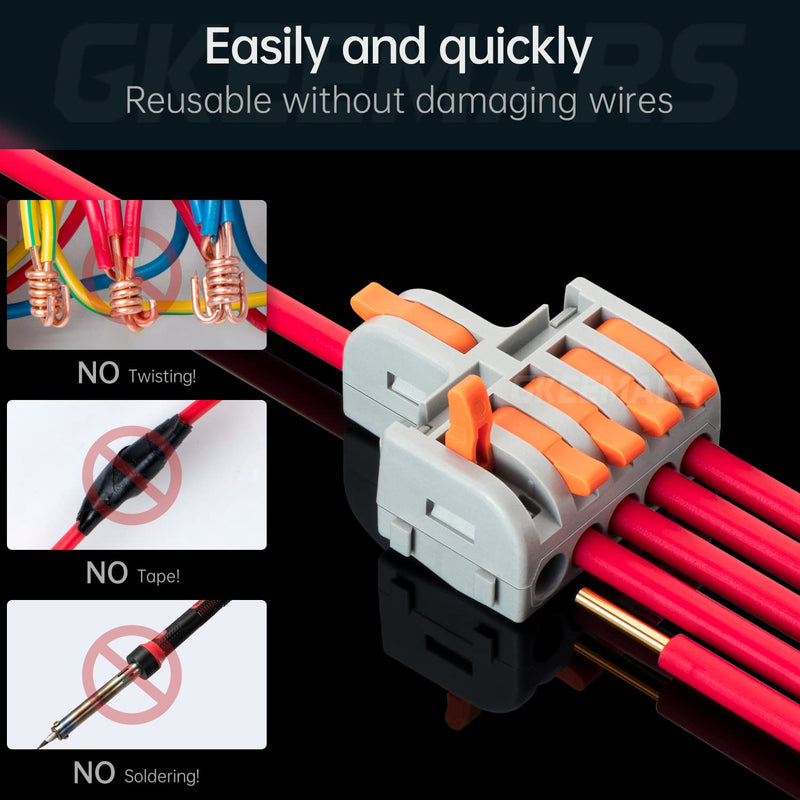 GKEEMARS 26Pcs Compact Splicing Connectors Wire Connectors Kit 2, 3 and 5 Circuit Inline Splices 24-12 AWG - NewNest Australia