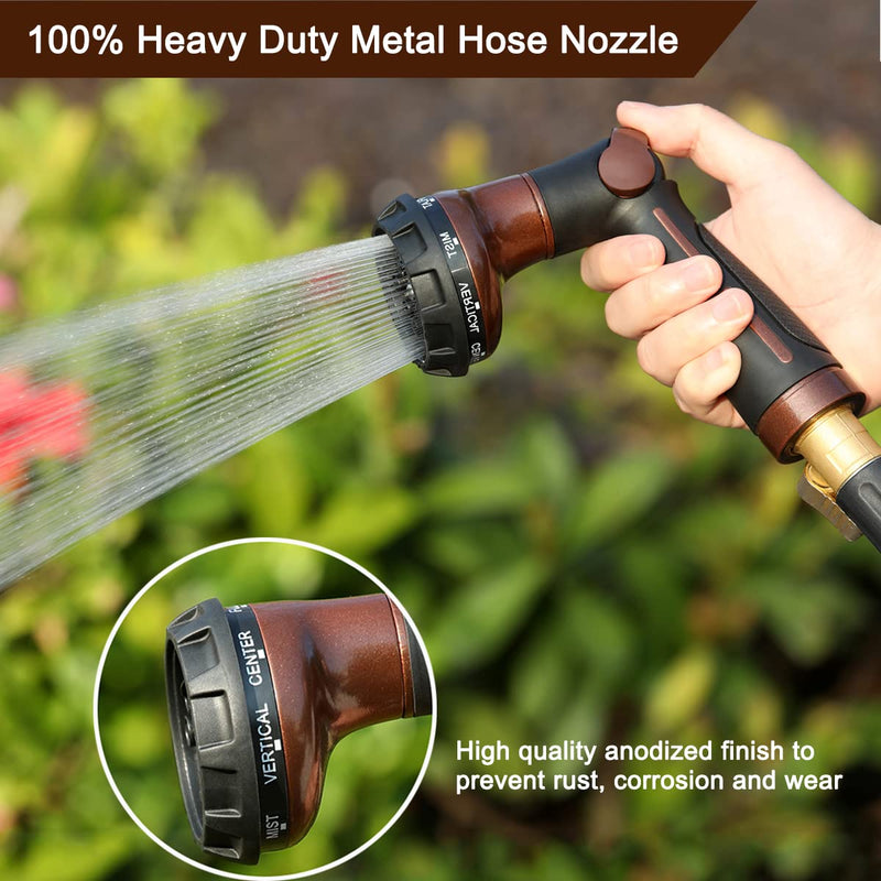 FANHAO Garden Hose Nozzle, 100% Heavy Duty Metal Water Hose Sprayer with 8 Spray Patterns, High Pressure Water Nozzle with Thumb Control, On Off Valve for Watering Plants, Washing Cars & Pets - NewNest Australia
