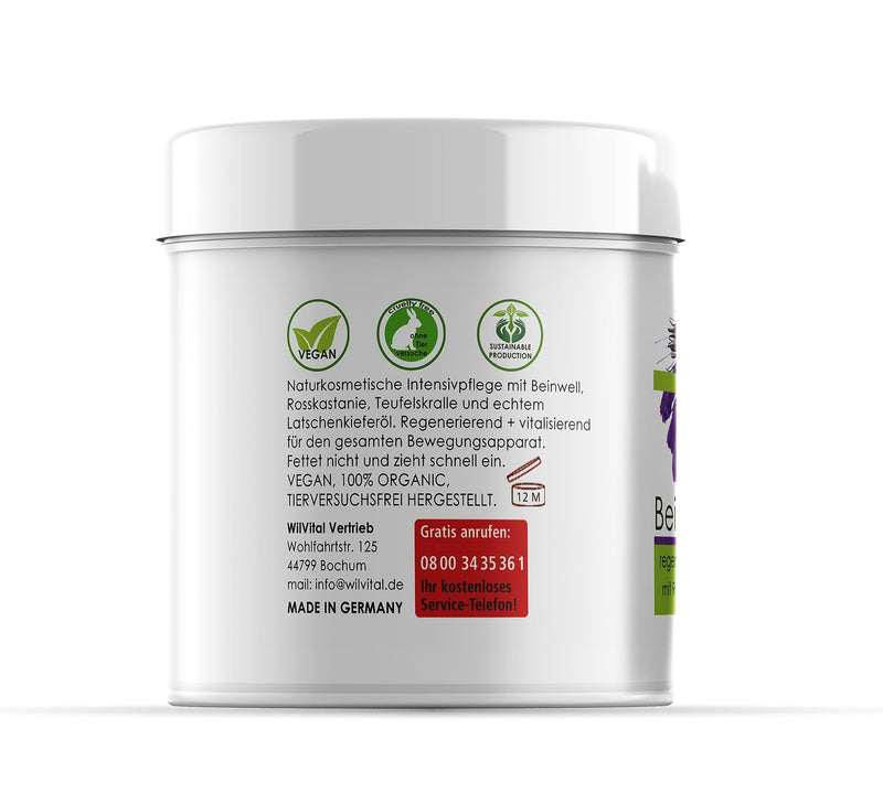 Wilvital Comfrey Ointment -200ml- natural cosmetic with 100% natural comfrey extract - with horse chestnut and devil's claw for back, shoulders, knees, legs - NewNest Australia