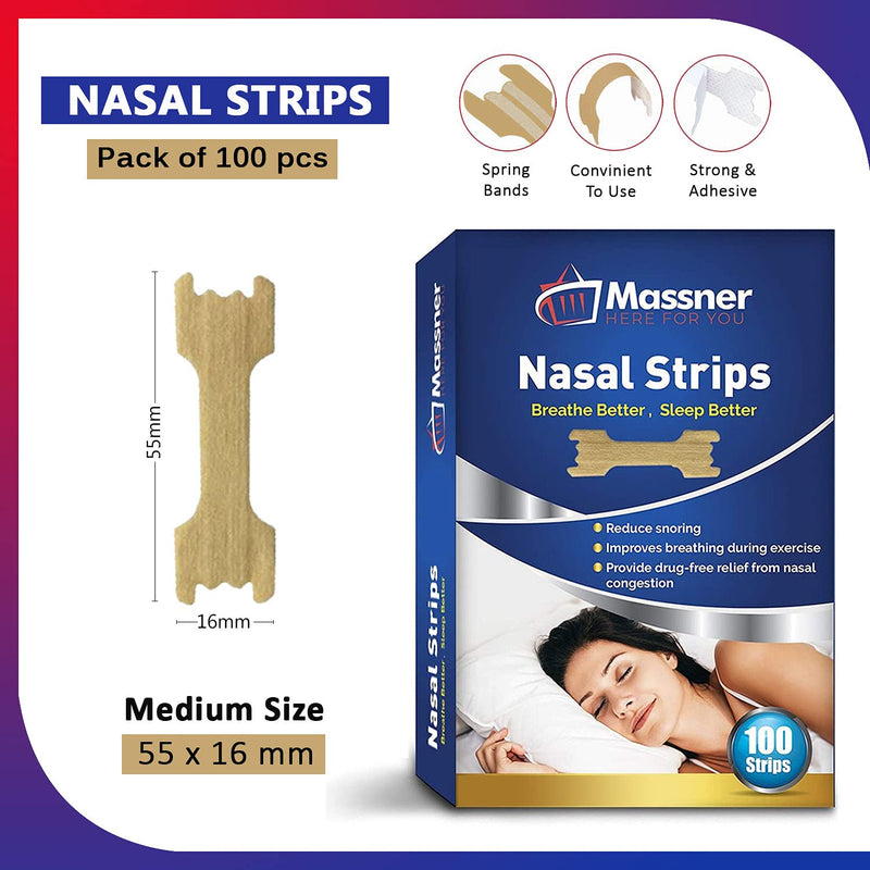 100 Medium Nasal Strips Anti Snore Aid for Fast Relief- Stops Snoring aids for Men Better Sleep Nose Strips Gentle 55x16mm, Big 3 Month Supply - NewNest Australia