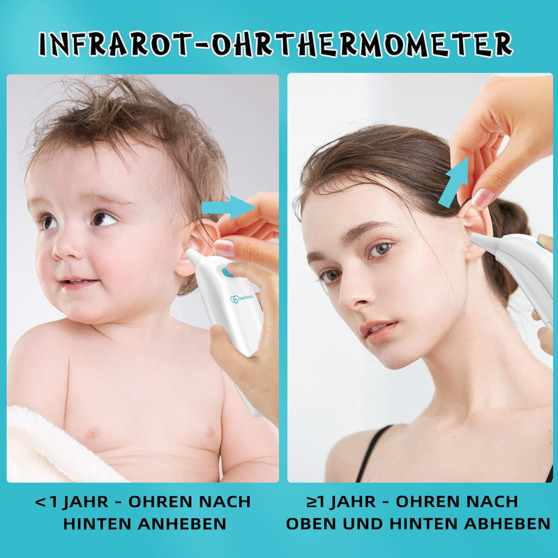 Fever Thermometer Ear For Baby Adults, Ear Thermometer Children Infrared Thermometer Fever With Accurate And Instant Reading, Fever Alarm, 10 Memory Functions, Lcd Display - NewNest Australia