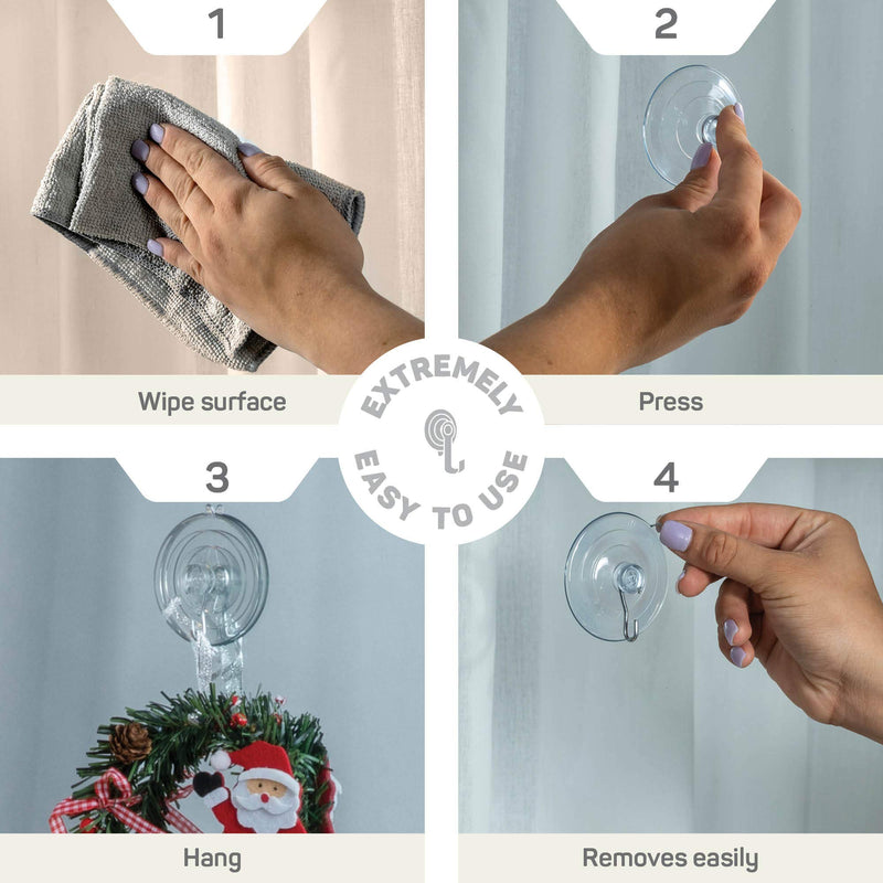 NewNest Australia - All-Purpose Holiday suction cup hooks [10PK Combo Set] Powerful window suction cups with hooks Use To Hang On glass, Windows, Doors, Mirrors, Tiles. Set Includes: 2 Large, 4 Medium, 4 Small - USA Made 10 pack 
