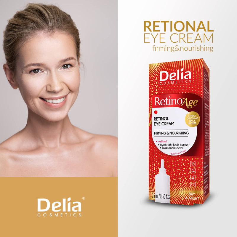 Delia Cosmetics – Retinoage – Eye Cream – Retinol, Shea Butter, Caffeine, Vitamin E – Firming & Nourishing – Against Wrinkles, Dark Cirlces - Day & Night - 15ml Retinol Eye Cream - NewNest Australia