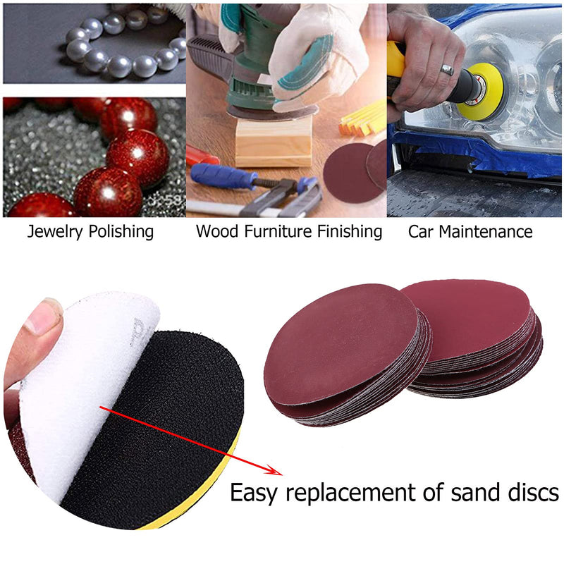 WCIC 100-Pack Disc Set 3 Inch No Hole Hooks Rotary Tool Sanding Discs, Aluminum Oxide Grit Sandpaper Pads 80/100/180/240/600/800/1000/1200/ 2000/3000 Grit for Grinder Tool - NewNest Australia