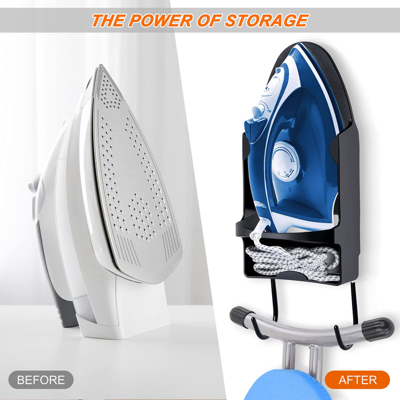 Pensino Ironing Board Hanger Wall Mount Ironing Holder Iron Hanger with Iron Board Rack for Max 5.3 Inch Width Iron ( Black) - NewNest Australia