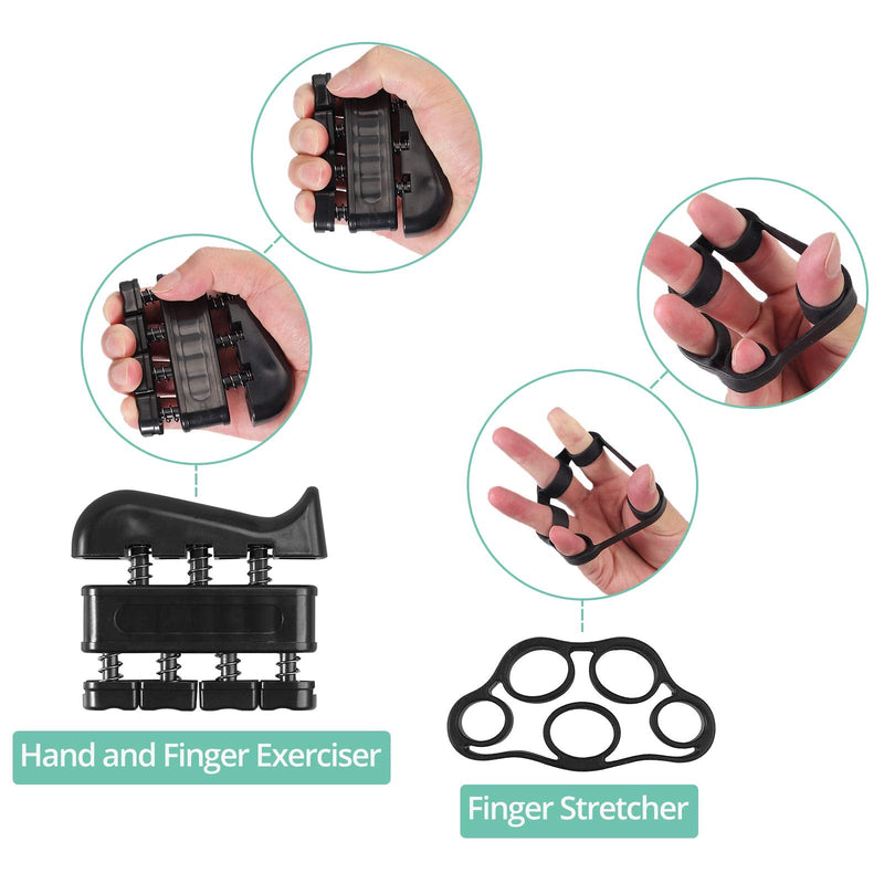 VINTEAM Wrist Strengthener, 6 pcs Hand Grips Strengthener with 5-60KG Adjustable Resistance Forearm Strengthener, Finger Strengthener Stress Ball for Hand Exercise Black-Red - NewNest Australia