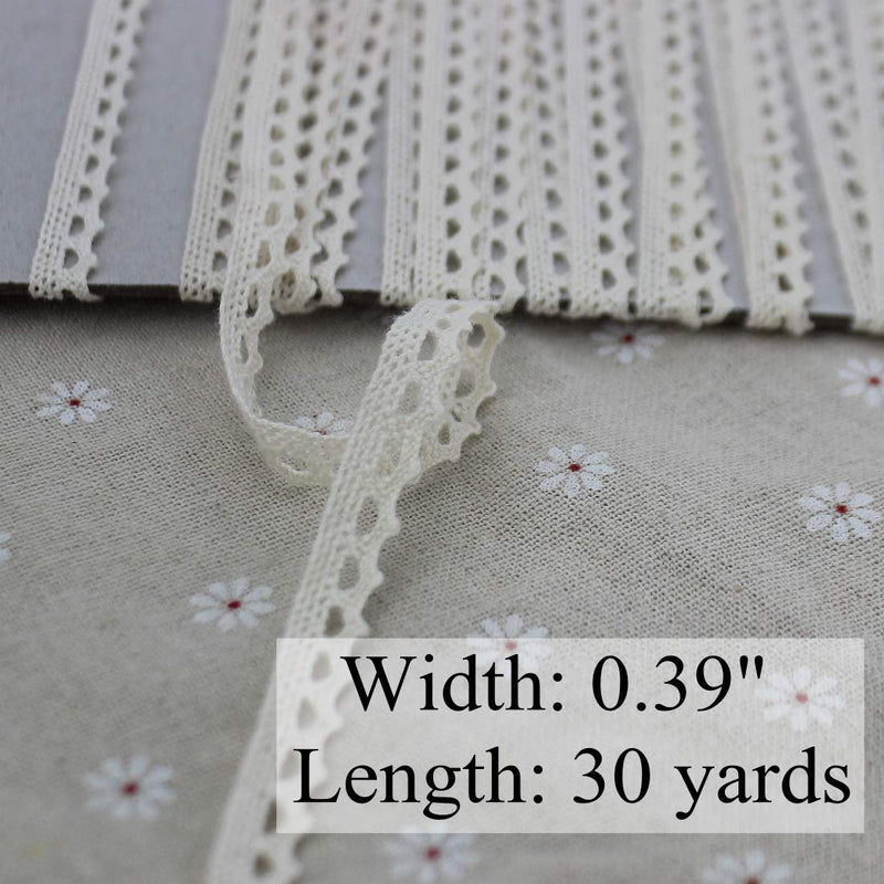 IDONGCAI Narrow Lace Trim Vintage 30 Yards Lace Ribbon Crochet Lace Edge for Scrapbooking DIY Sewing Lace Craft Supply 0.39in Wide (1#) 1# - NewNest Australia