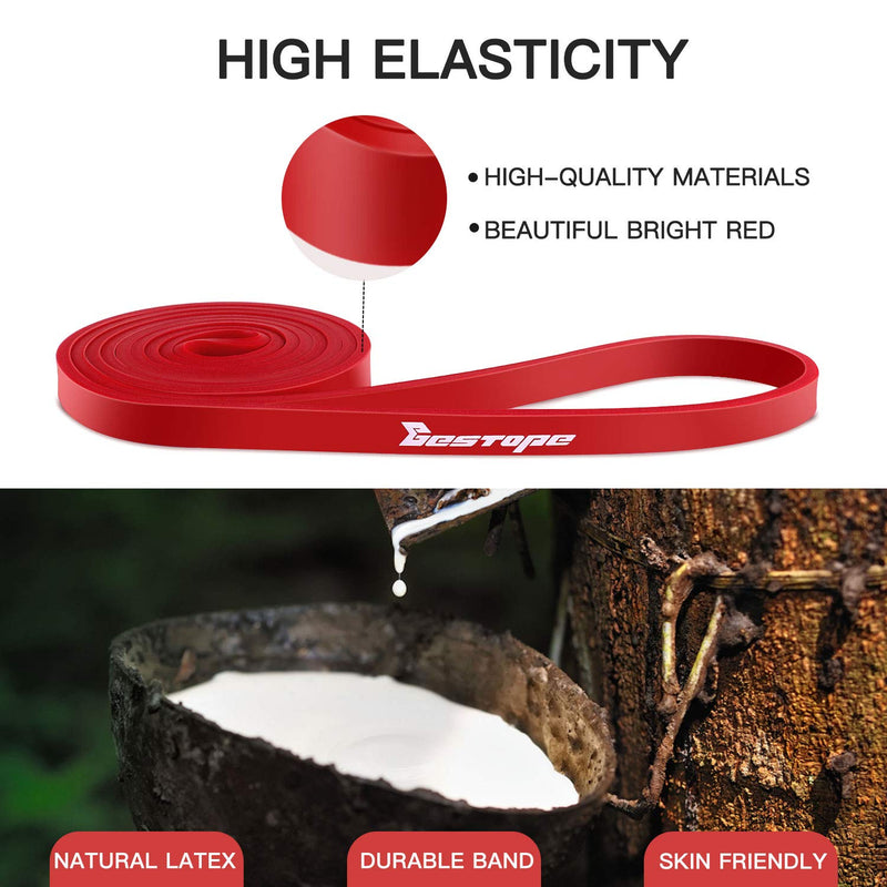 Resistance Band Pull Up Assist Band - Premium Latex Durable Workout Exercise Loop Band, Stretch Training Fitness Band for Men Women, Home Gym Powerlifting Yoga Red - NewNest Australia