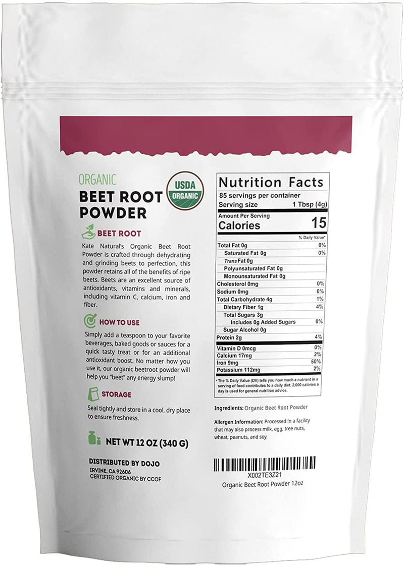 Beet Root Powder for Baking & Blood Pressure - Kate Naturals. USDA Organic Beetroot Powder & Nitric Oxide Supplement for Increase Energy & Stamina Pre Workout. Gluten Free Organic Beet Powder - NewNest Australia