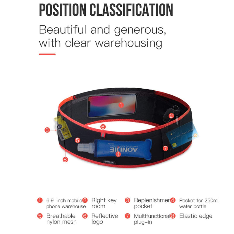 AONIJIE Hydration Belt Running Fanny Pack, with 250ml Soft Water Bottle Flask Phone Holder for Trailing Running Climbing Jogging Cycling Workout Fitness 3 Colors (Black, M/L) Black - NewNest Australia