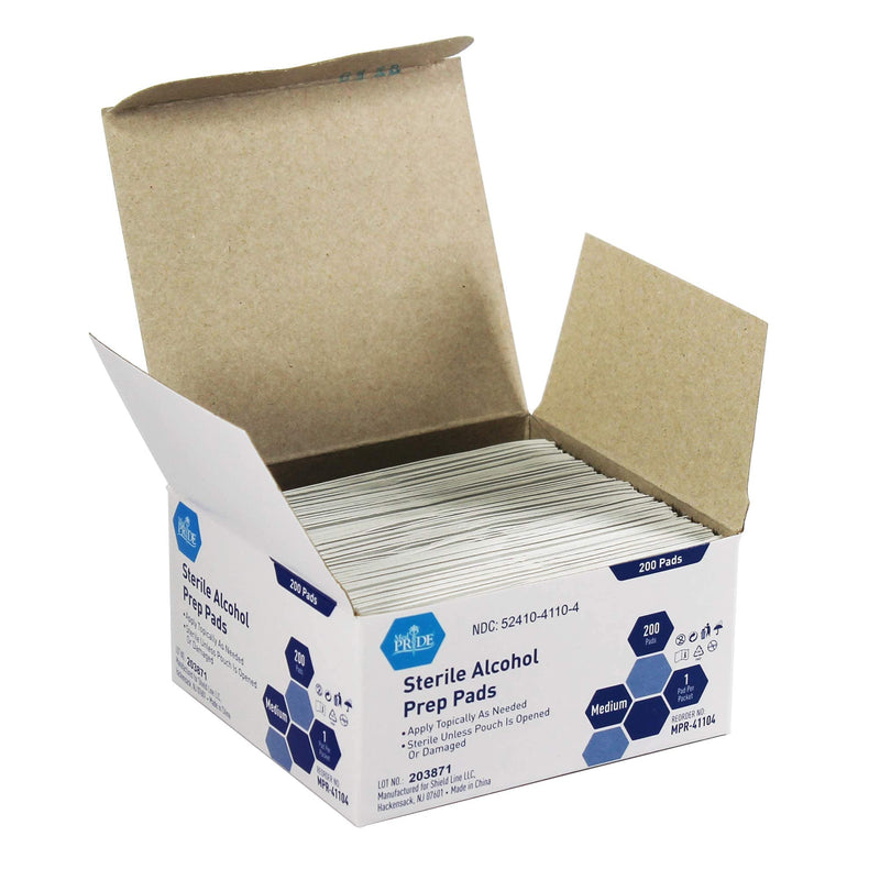 MED PRIDE Alcohol Prep Pads| 200 pack| Medical-Grade, Sterile, Individually-Wrapped, Isopropyl Cotton Swabs| Disposable, Medium Square Size, 2ply, Latex Free & Antiseptic| For Medical & First-Aid Kits 200 Count (Pack of 1) - NewNest Australia