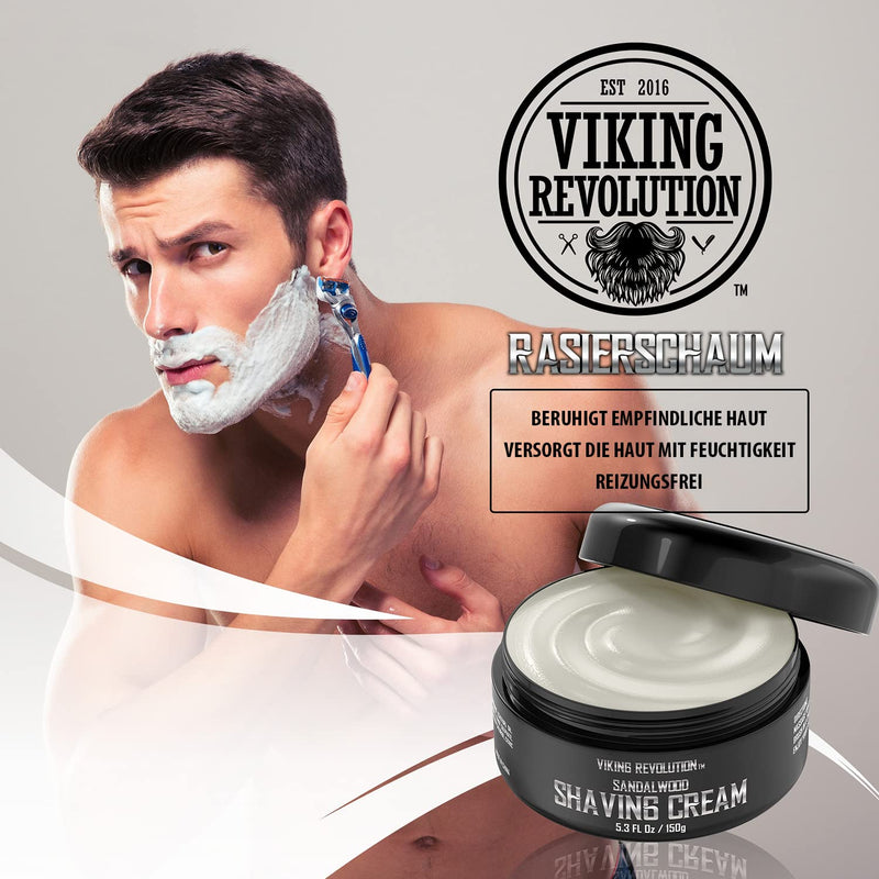 Viking Revolution - Luxury Shaving Cream Men - Sandalwood Scent - Soft, Smooth & Silky Shaving Cream Men - Rich Foam for the Smoothest Shave - 150 g Sandalwood - NewNest Australia