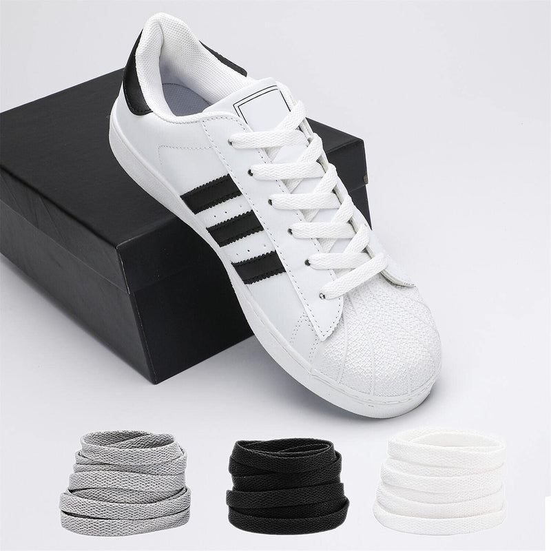 FILWO Shoe Laces Flat Trainer Shoelaces - [1 Pair, 2 Pairs, 3 Pairs (Wide 9MM)] Flat Trainer Shoes Laces Working Shoelaces Replacements, Sneakers Lace Men Women Adults Kids Laces 120CM/47.2INCH White - NewNest Australia