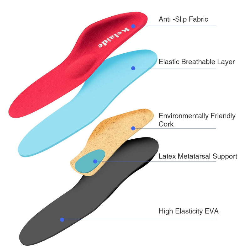 Orthotic Insoles, High Arch Support Soft Insert for Flat Feet, Plantar Fasciitis, Feet Pain, Foot Valgus, Over Pronation, Walking Fit Insoles for Men and Women UK-13-310mm Red - NewNest Australia