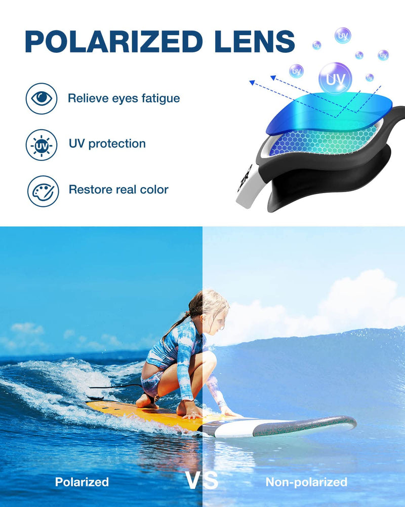 ZIONOR Kids Swim Goggles, Super Comfort Polarized Swimming Goggles for Kids 6-14 A0-kids-polarizedgold Lens White Frame - NewNest Australia