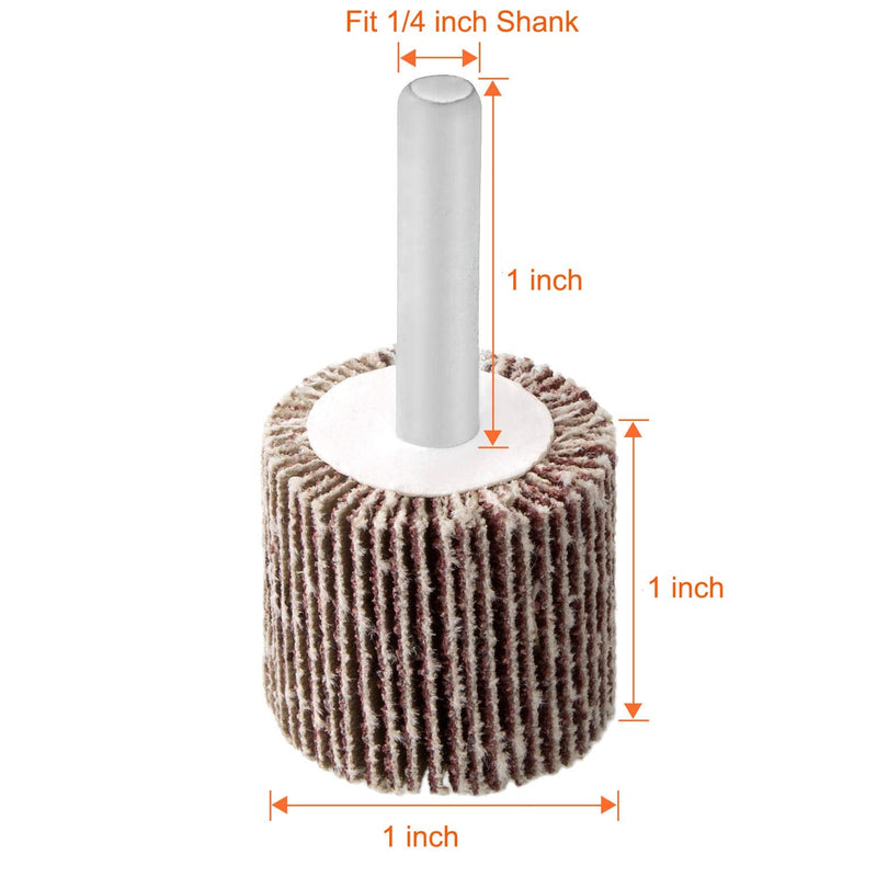 CBTONE 1" x 1" x 1/4" Shank Mounted Flap Wheels, 80 Grit Aluminum Oxide Abrasive Flap Wheels, 20 Pack - NewNest Australia