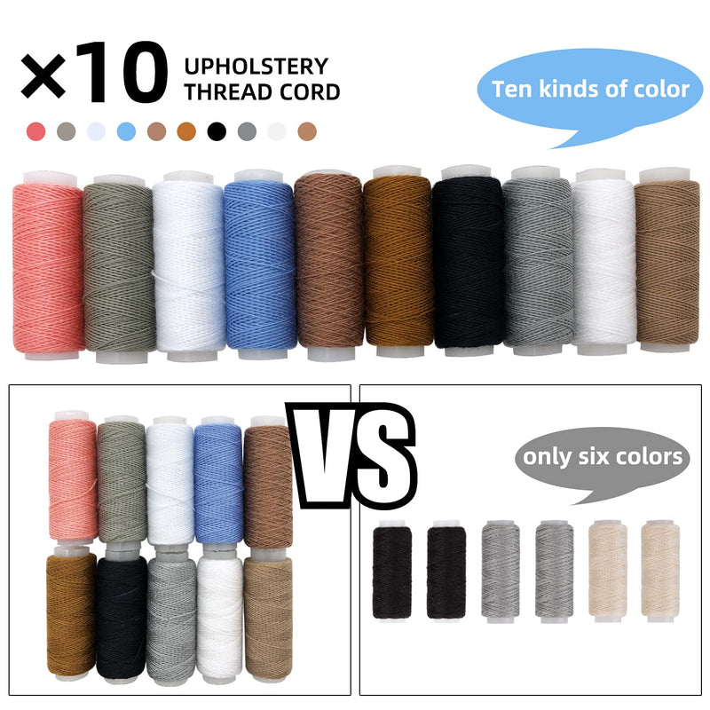 34 PCS Basic Leather Sewing Kit: Upholstery Thread Cord, Leather Waxed Thread with Sewing Awl, Seam Ripper, Tape Measure Large-Eye Stitching Needles for DIY Leather Craft Repair - NewNest Australia