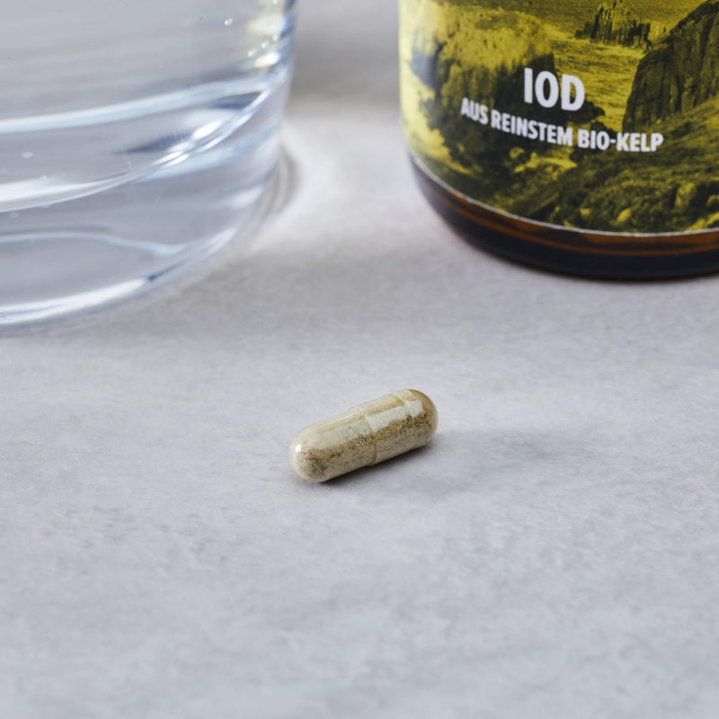 edubily nutrition® iodine from the purest organic kelp - 100 µg iodine per capsule - without additives - 180 capsules in brown glass - NewNest Australia
