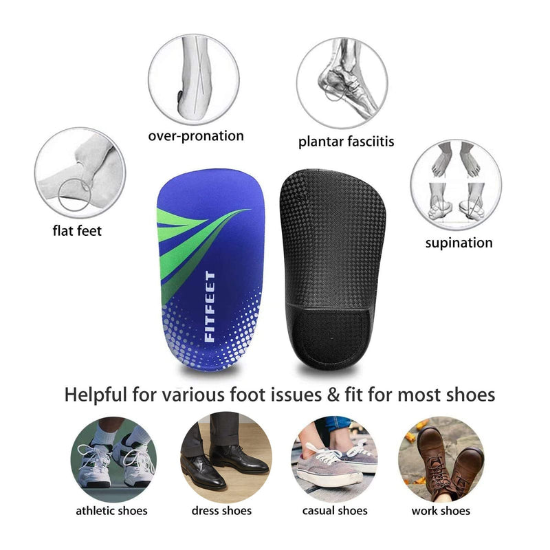 Orthotic Inserts 3/4 Length, High Arch Support Foot Insoles for Over-Pronation Plantar Fasciitis Flat Feet Heel Pain Relief Shoe Inserts for Running Sports Men & Women Medium (6-8 UK) - NewNest Australia