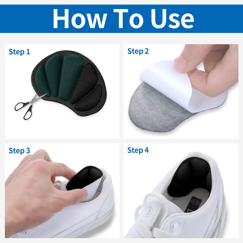 Sibba Feet Heel Grips 3 Pairs Shoes Liners Filler Inserts Protectors Make Fit Tighter Too Big Loose Boots Cushions Pad Insoles Womens Men Health Foot Care Products (Black) 3 Pairs Black - NewNest Australia