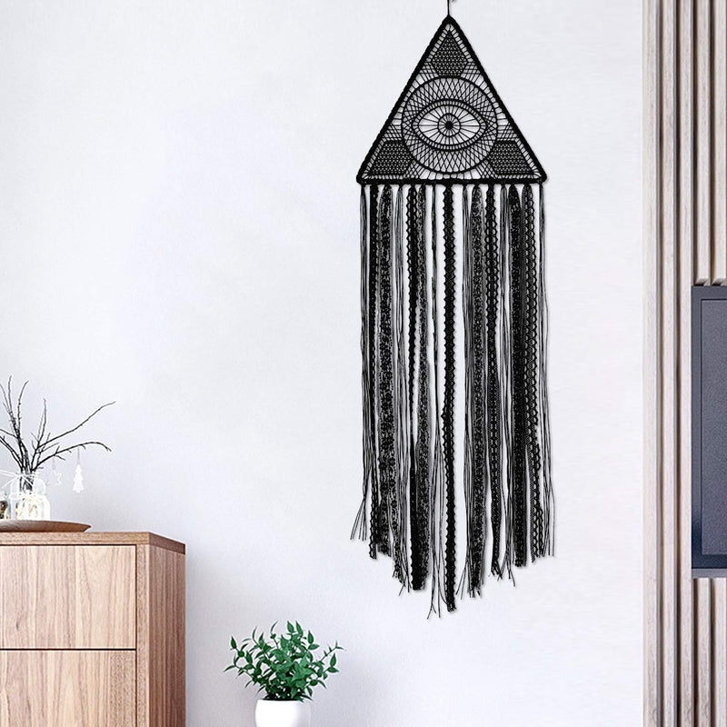 NewNest Australia - Dremisland Dream Catcher Evil Eye Dream Catchers Pure Black Dream Catcher Large Dream Catcher Boho Wall Haning Ornament Gift 