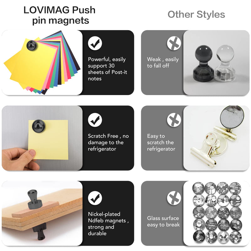 20 PCS Refrigerator Magnets, Black Metal Push Pin Magnets, Ideal for Whiteboard Magnets, Fridge Magnets, Office Magnets, Classroom Magnets, Map Magnets A-black-20p - NewNest Australia