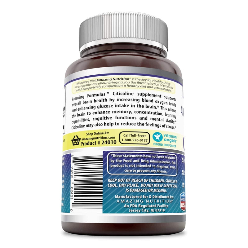 Amazing Formulas Citicoline - 250 Mg Capsules (Non-GMO,Gluten Free) Promotes Brain Health - Supports Memory Focus and Clarity - Supports Learning and Cognitive Functions (60 Capsules) 60 Capsules - NewNest Australia