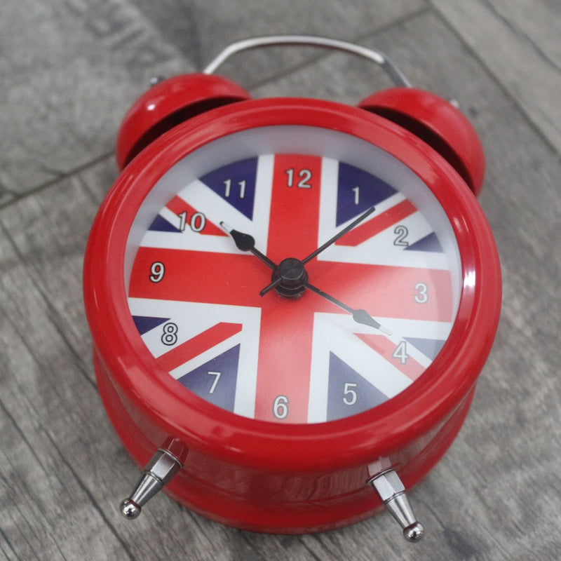 NewNest Australia - Vintage Alarm Clock British London Flag Table Desk Alarm Clock No Ticking Kids Children Clock,Red Color 