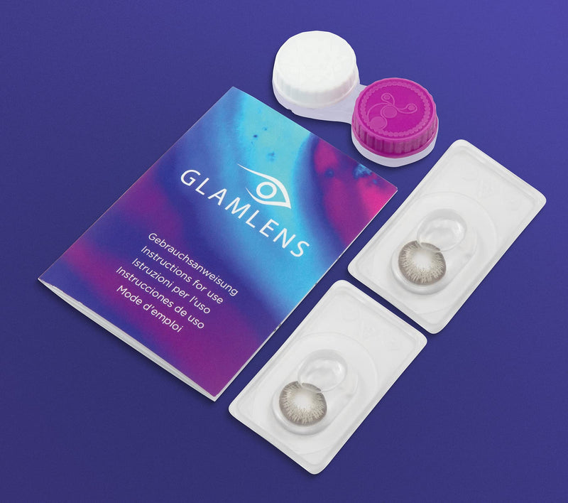 Glamlens Palermo Gray + Container, Very High-Coverage Natural Gray Contact Lenses, Colored Monthly Lenses Made Of Silicone Hydrogel, 1 Pair (2 Pieces), Dia 14.00, Without Prescription - NewNest Australia
