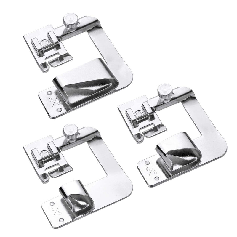 ANYQOO 3 Sizes Rolled Hem Pressure Foot Sewing Machine Presser Foot Hemmer Foot Set (1/2 Inch, 3/4 Inch, 1 Inch) for Singer, Brother, Janome and Other Low Shank Adapter (Rolled Hem Presser Feet) - NewNest Australia