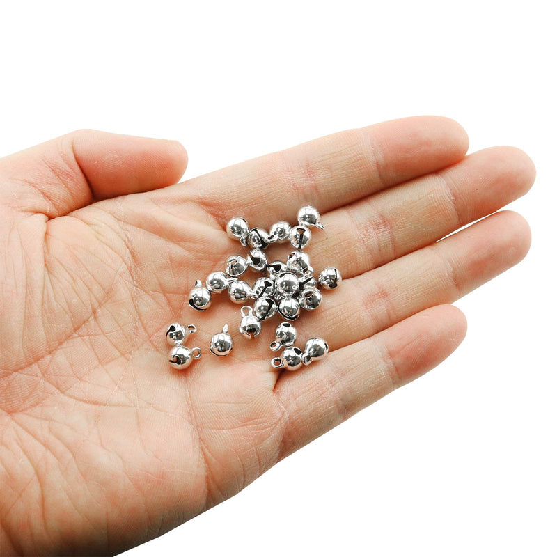 ZZHXSM 1/4-Inch Jingle Bell 100PCS 6mm Small Silver Aluminium Alloy Bells for DIY Bracelet Anklets Necklace Knitting Jewelry Making - NewNest Australia
