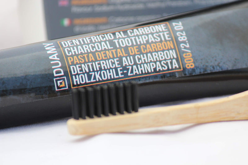Activated Carbon Toothpaste. Tooth Whitener Activated Carbon with a 100% Biodegradable Bamboo Toothbrush. Charcoal Teeth whitening. Toothpaste for Sensitive Teeth. Kit Tooth whitening Paste 80 gr. - NewNest Australia
