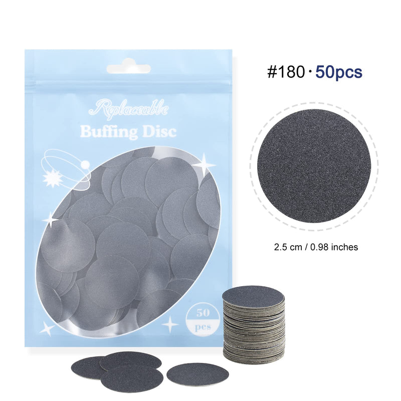 BNG 50pcs Foot File Replacement Sandpaper Discs Self-Adhesive Electric Pedicure Foot Sanding Pads for Callus Remover, Professional Foot Refile Pads for Women Men Hard Dead Skin (180 Grit) #180 - NewNest Australia