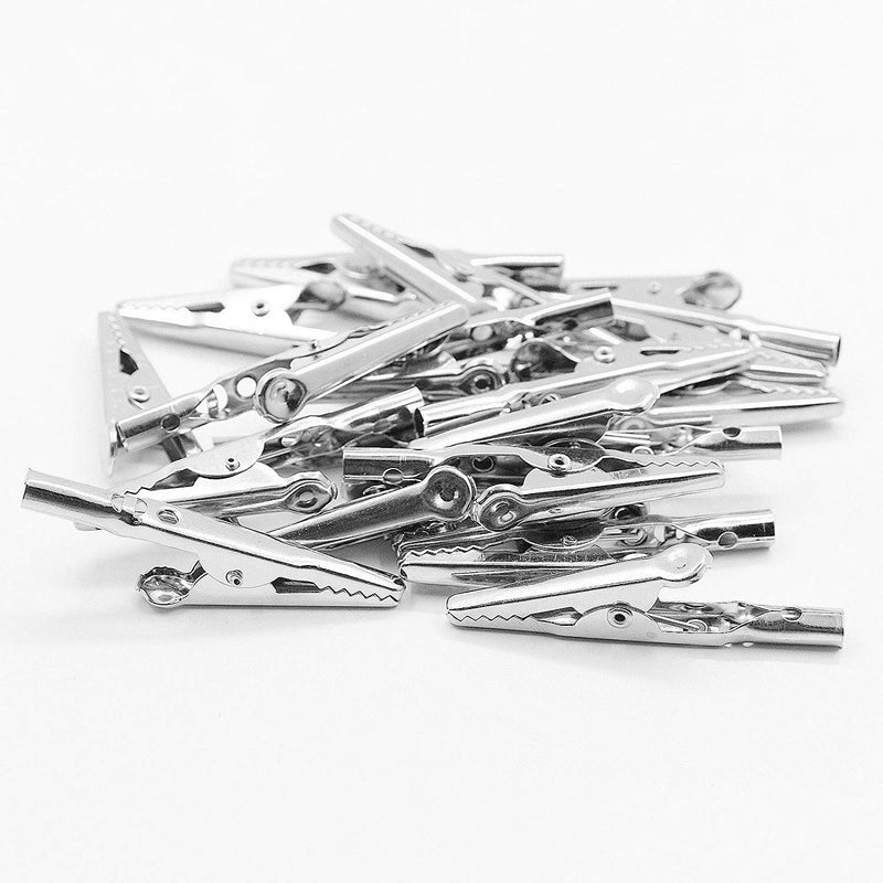 ThreeBulls 20Pcs 2" / 51mm Metal Alligator Clip Spring Clamps test line Crocodile Clip Silver Tone Alligator Clips Nickel Plated Crocodile Clamps - NewNest Australia