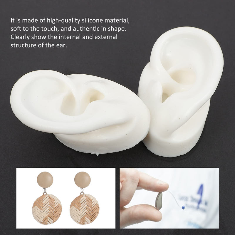 Balacoo 1 Pair Simulation Silicone Ear Model Earring Display Props Reusable Silicone Ear Model For Teaching Ear Picking Practice Hearing Aid Wearing 6. 00X5. 00X4. 00Cm White - NewNest Australia