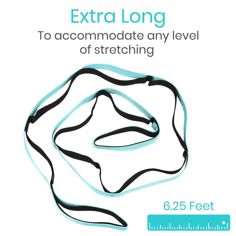 Vive Stretch Strap - Leg Stretch Band to Improve Flexibility - Stretching Out Yoga Strap - Exercise and Physical Therapy Belt for Rehab, Pilates, Dance and Gymnastics with Workout Guide Book Teal - NewNest Australia