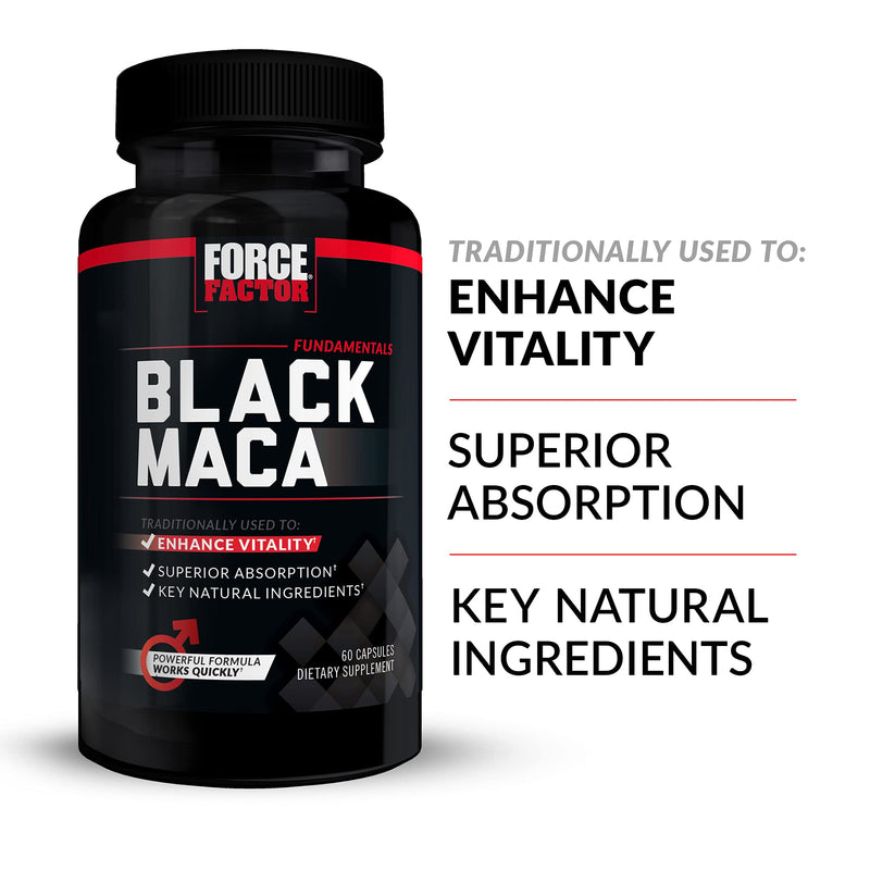 Black Maca Root Vitality Supplement for Men with Superior Absorption and Power, Natural Maca Negra Extract, Fundamentals Series, 1000mg, Force Factor, 120 Capsules (2-Pack) 60 Count (Pack of 2) - NewNest Australia