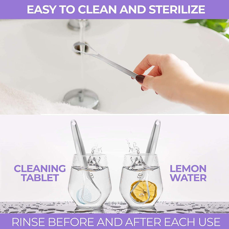 Tongue Cleaner Stainless Steel (Pack Of 2), 100% Best Antimicrobial Material - Stable Handles, Ayurvedic Tongue Cleaner | Tounge Scraper | Tongue Scraper Against Bad Breath (Single Layer) - NewNest Australia