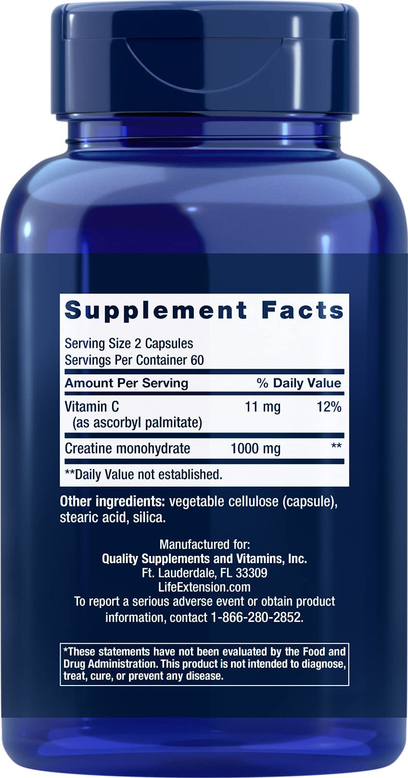 Life Extension Creatine Capsules – Non-GMO – 120 Capsules 120 Count (Pack of 1) Standard Packaging - NewNest Australia