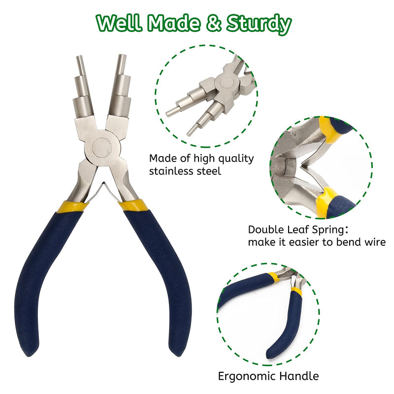 6 In 1 Bail Making Pliers, Coolrunner 6 Step Wire Looping Pliers With Anti Slip Handle Bail Making Pliers for Jewelry Making Wire Bending Tool for Bending 3-10mm Bails, Loops, Hooks, Jump Rings Blue - NewNest Australia
