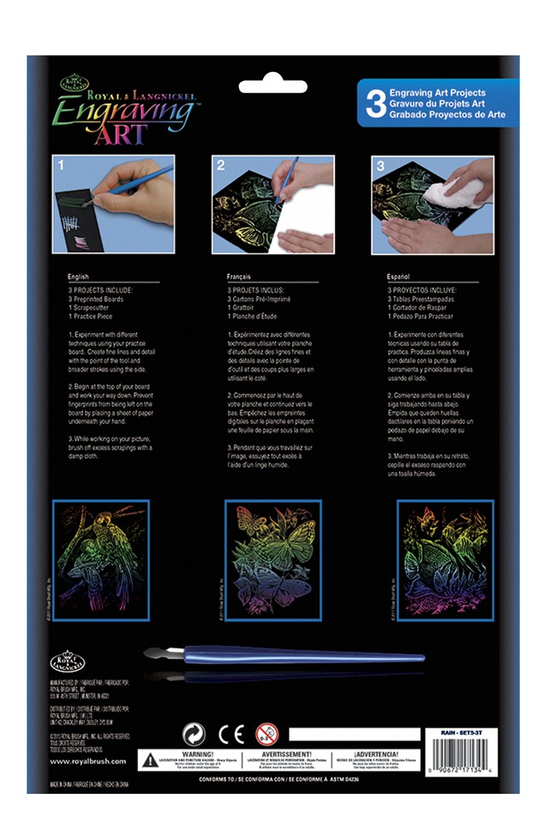 Royal and Langnickel Engraving Art 3 Design Value Pack, Rainbow - NewNest Australia