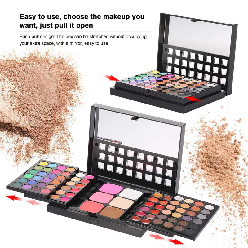 FantasyDay Holiday Gift Set 78 Colors All In One Makeup Palette Kit - 48 Colours Highly Pigmented Nudes Matte Warm Natural Eyeshadow Pallet with 18 Lipstick, 6 Concealer, 3 Blusher, 3 Shading Powder #96 - NewNest Australia