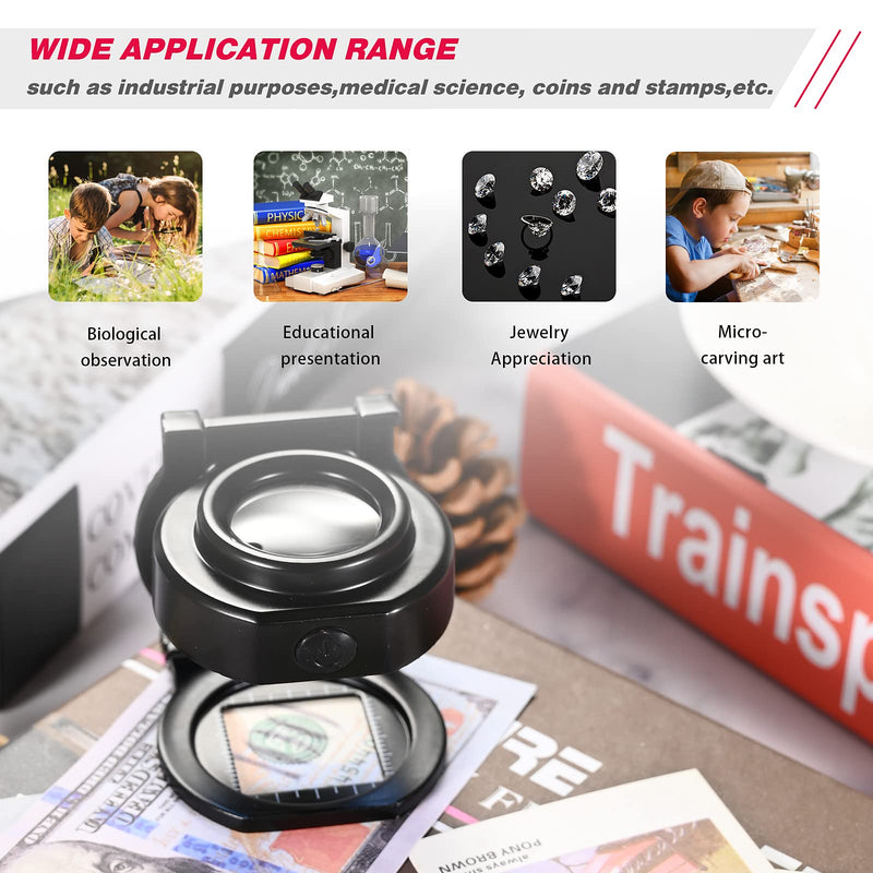 25X Loupe Magnifier with 6 Light, USB Rechargeable Three-Folding Desktop Portable Metal Eye Loupe Scale Sewing Magnifing Glass for Textile Optical Jewelry Tool Coins Currency - NewNest Australia