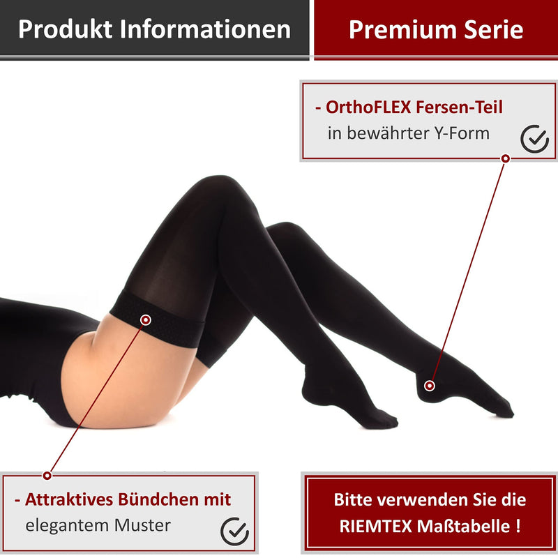 RIEMTEX PREMIUM compression stockings class 2 CCL2 23-32 mmHg with closed toe thigh stockings women men black size 3 - NewNest Australia