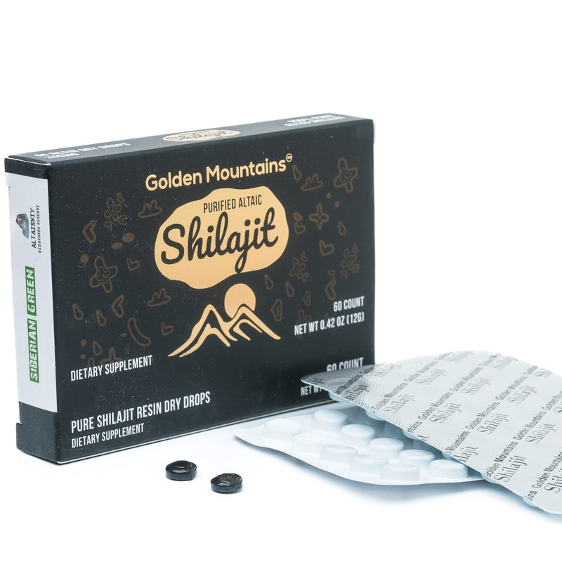 Pure Shilajit Dry Drops from the Siberian Green Altai "Golden Mountains" - 60 pieces (200 mg) Authentic plant-based trace elements & fulvic acid - NewNest Australia