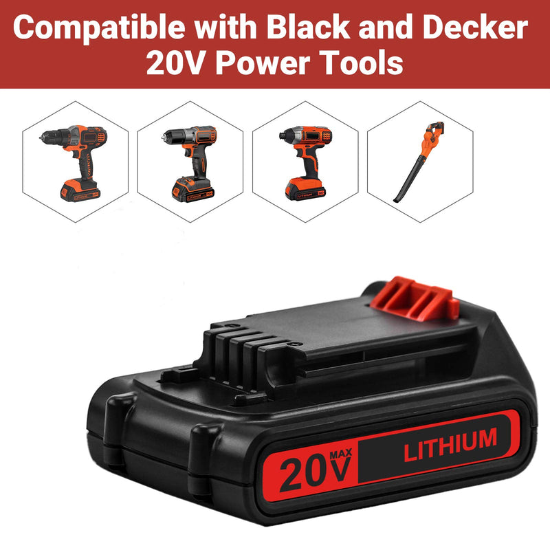 2Packs LBXR20 20 Volt 3.0Ah Replacement Battery Compatible with Black and Decker 20V Lithium Battery Max LB20 LBX20 LST220 LBXR2020-OPE LBXR20B-2 LB2X4020 Cordless Tool Batteries - NewNest Australia