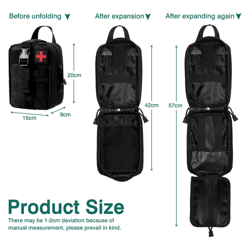 Kyrio First Aid Pouch Empty Tactical Molle Bag Medical Outdoor Package Rip-Away Emt Tool Bag For Medical Grade Package With Climbing Rescue Tools Black, Black - NewNest Australia