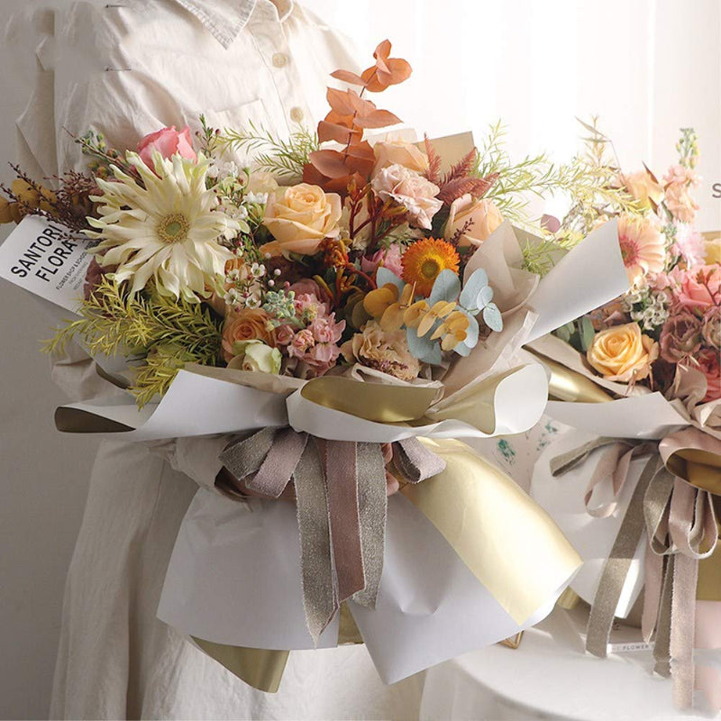 Double Sided Golden Flower Wrapping Paper Waterproof Gift Packaging Florist Bouquet Wraps, 20 Sheets 23.6X23.6 Inch (4) - NewNest Australia