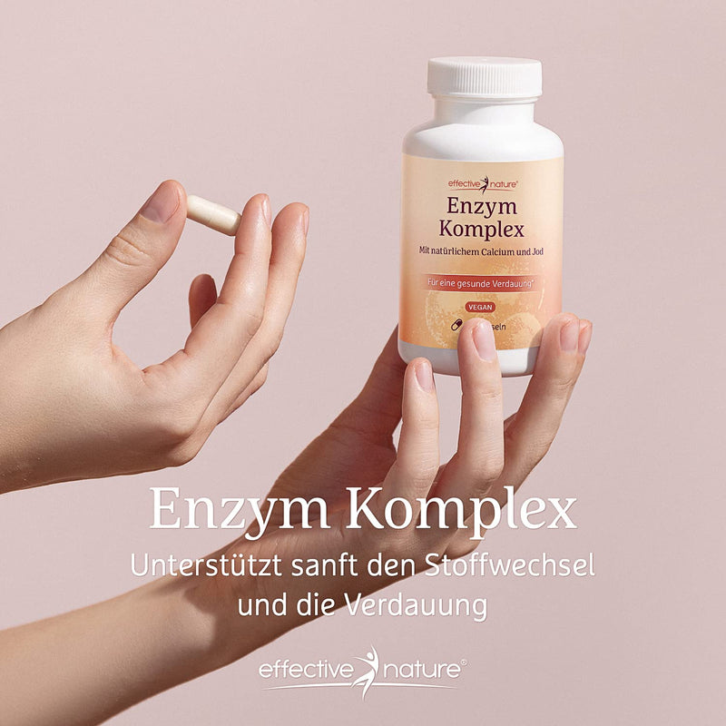 Enzyme complex - 90 enzyme capsules for 1 month - With 8 digestive and nutritional enzymes - Contains bromelain and papain - No additives - NewNest Australia