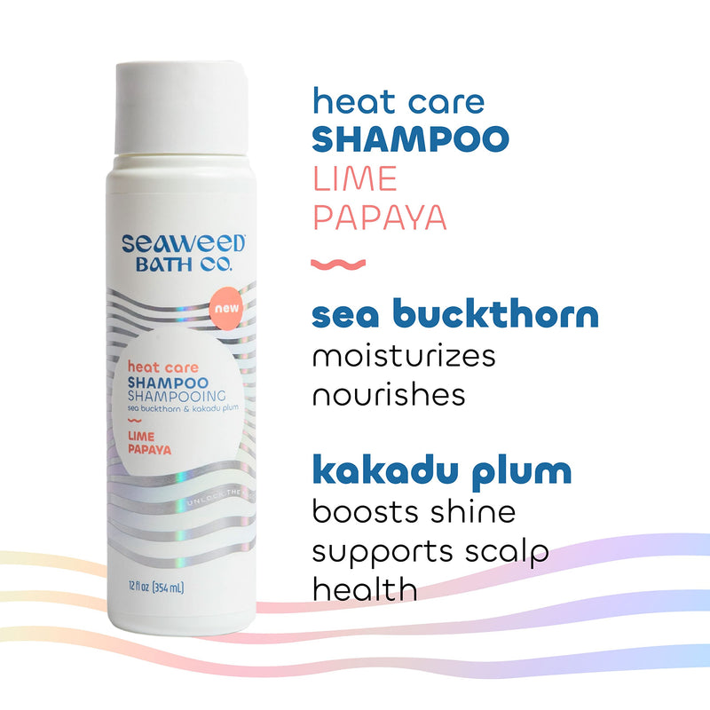 Seaweed Bath Co. Heat Care Shampoo, Lime Papaya Scent, 12 Ounce, Sustainably Harvested Seaweed, Sea Buckthorn, Kakadu Plum, For Heat Damaged Hair - NewNest Australia
